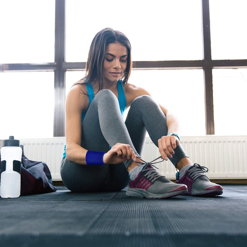 Bememo 12 Pack Wrist Sweat Bands for Women and Men, Sports Wristbands, Tennis Sweatbands, Moisture Wicking Neon Colored Wristband for Working Out, Football, Basketball(3.15 Inch,Blue) - Image 2